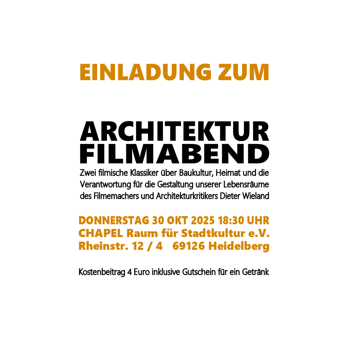 Architekturfilmabend Kammergruppe Heidelberg
